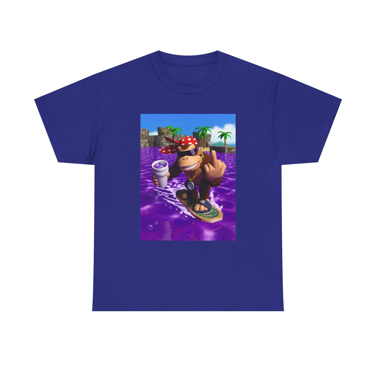 Diddy Kong Surfing Purple Lean Flipping Off Tee