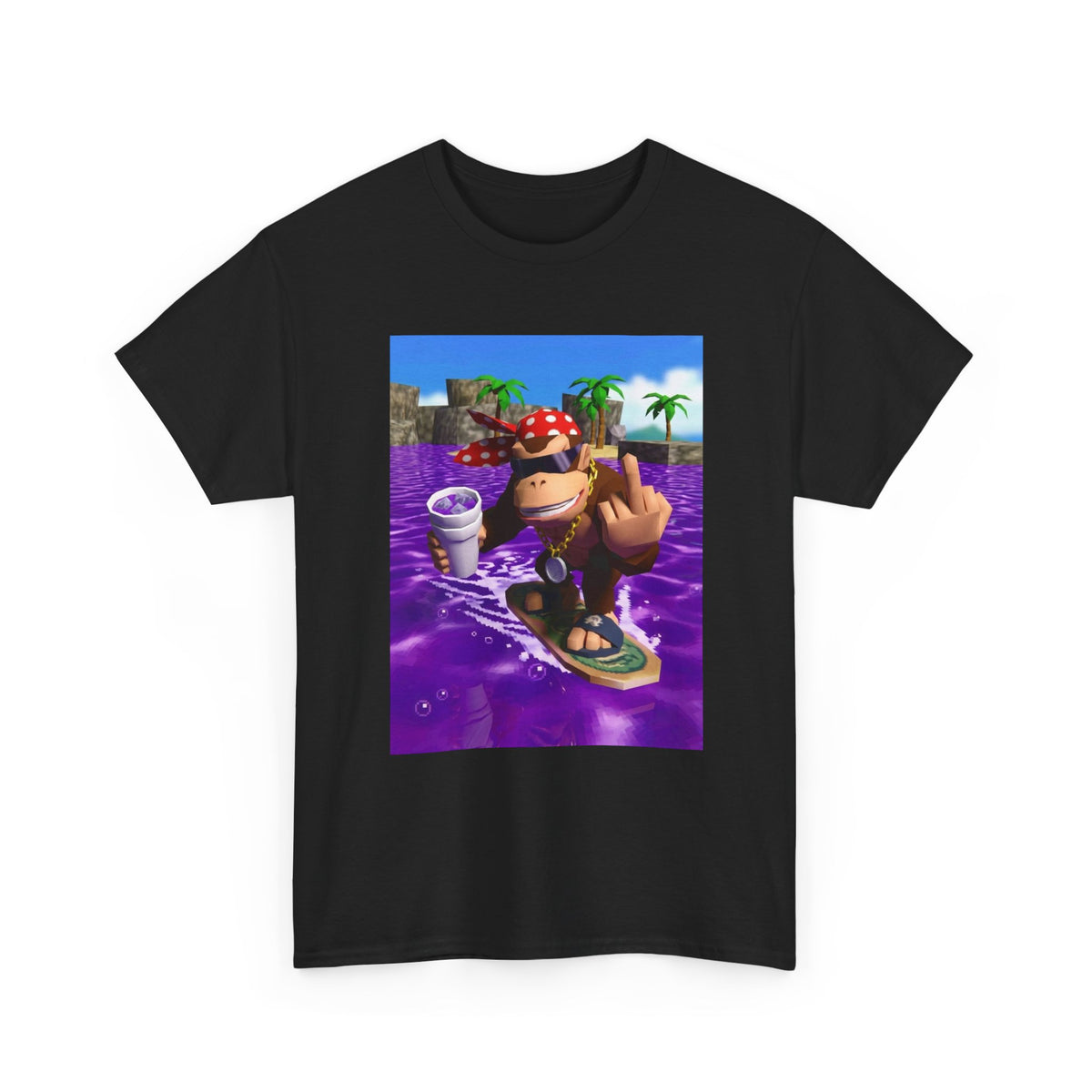 Diddy Kong Surfing Purple Lean Flipping Off Tee