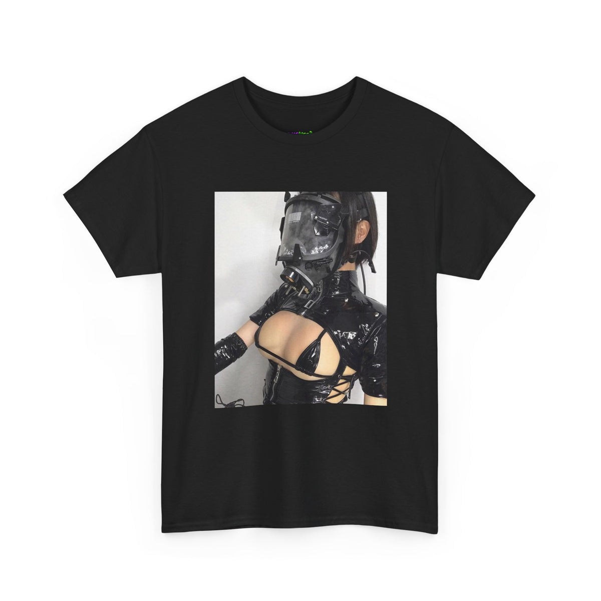 Figure Wearing Gas Mask Tee