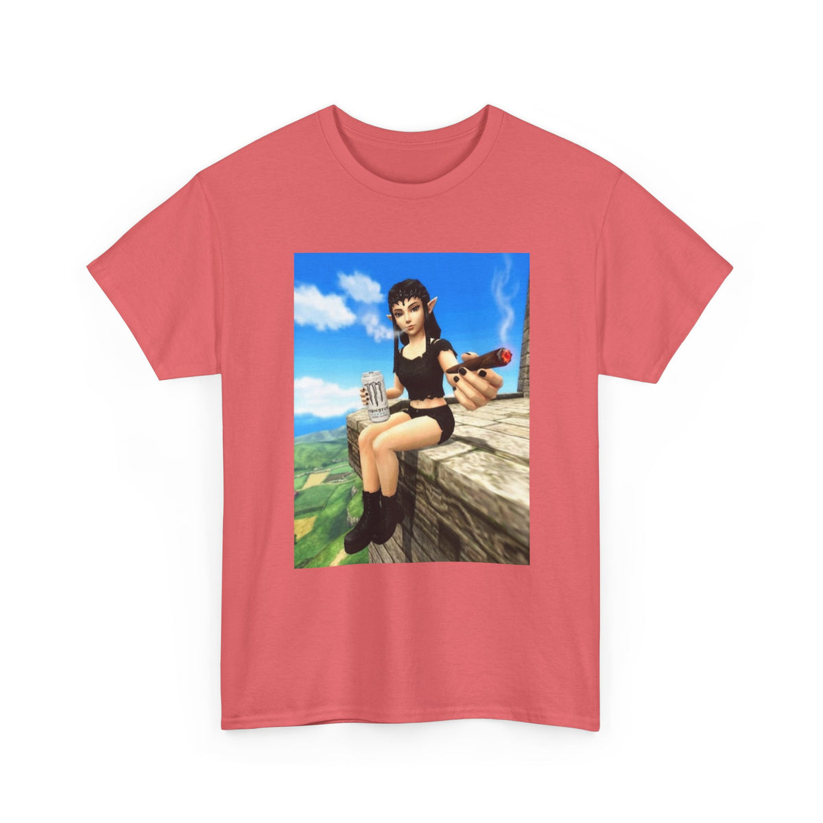 Elf Girl Smoking Cigar On Mountain Tee