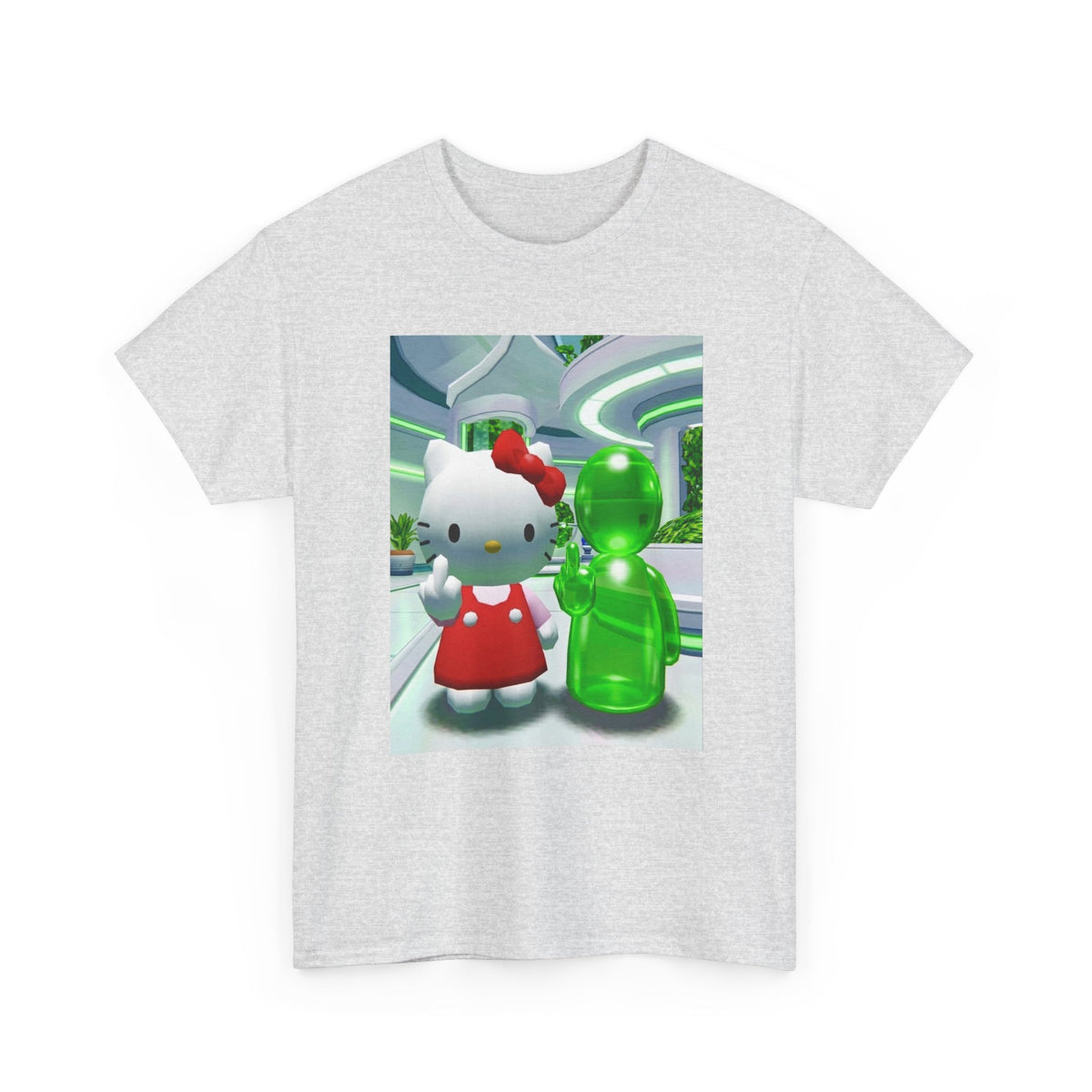 Kitty And Green Alien Flipping The Bird