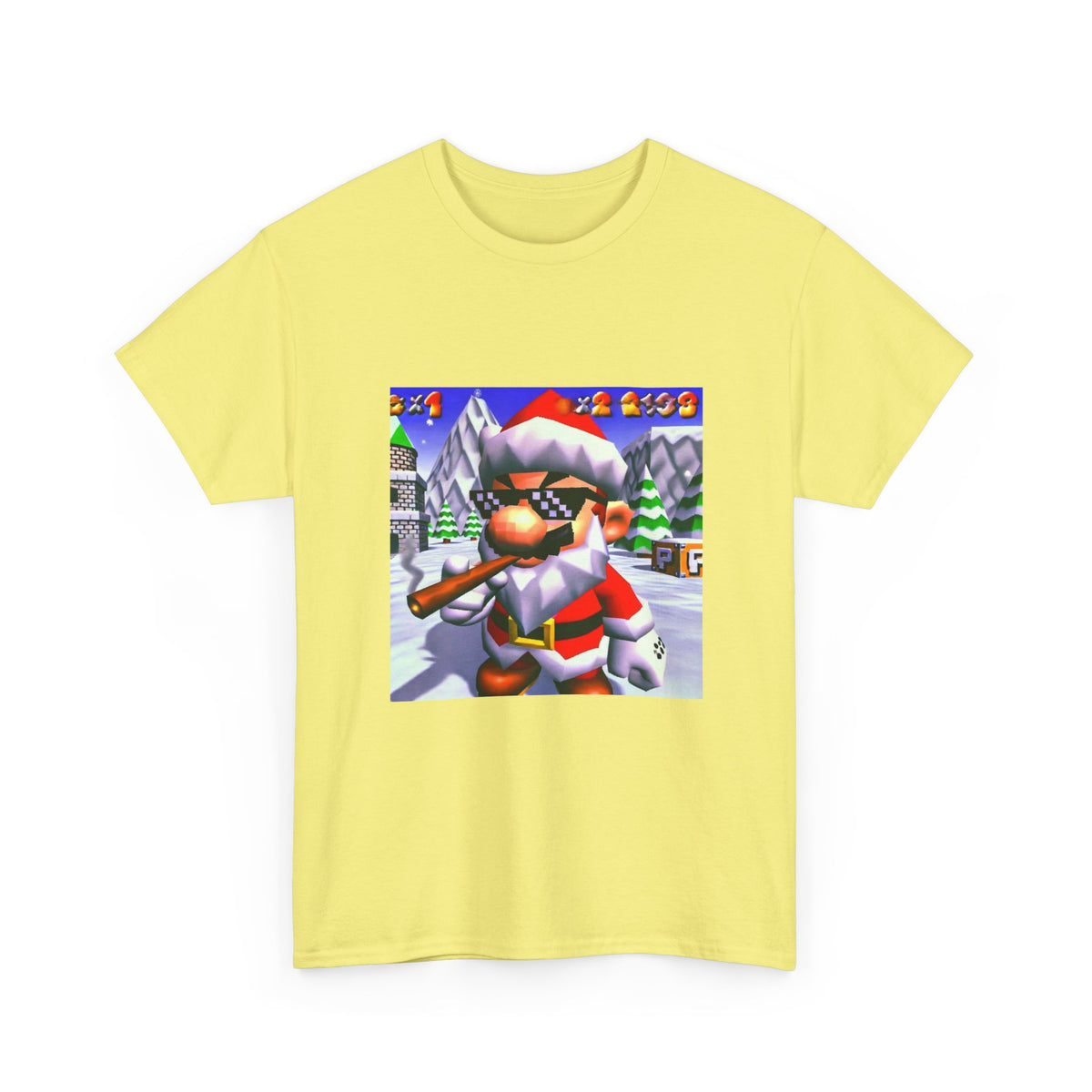 Deal With It Santa Mario Smoking Blunt Tee
