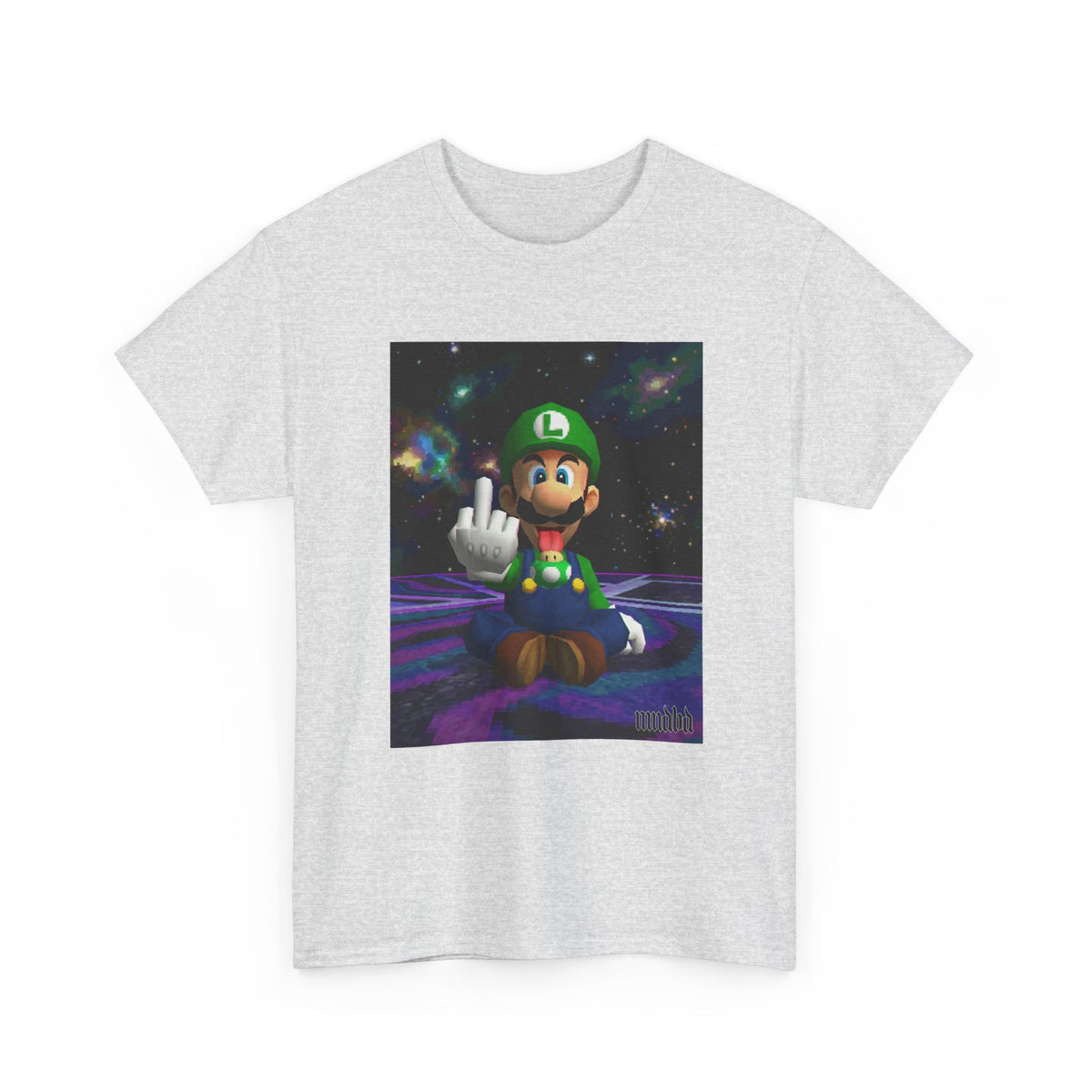 Luigi Flipping Off In Cosmic Vibe