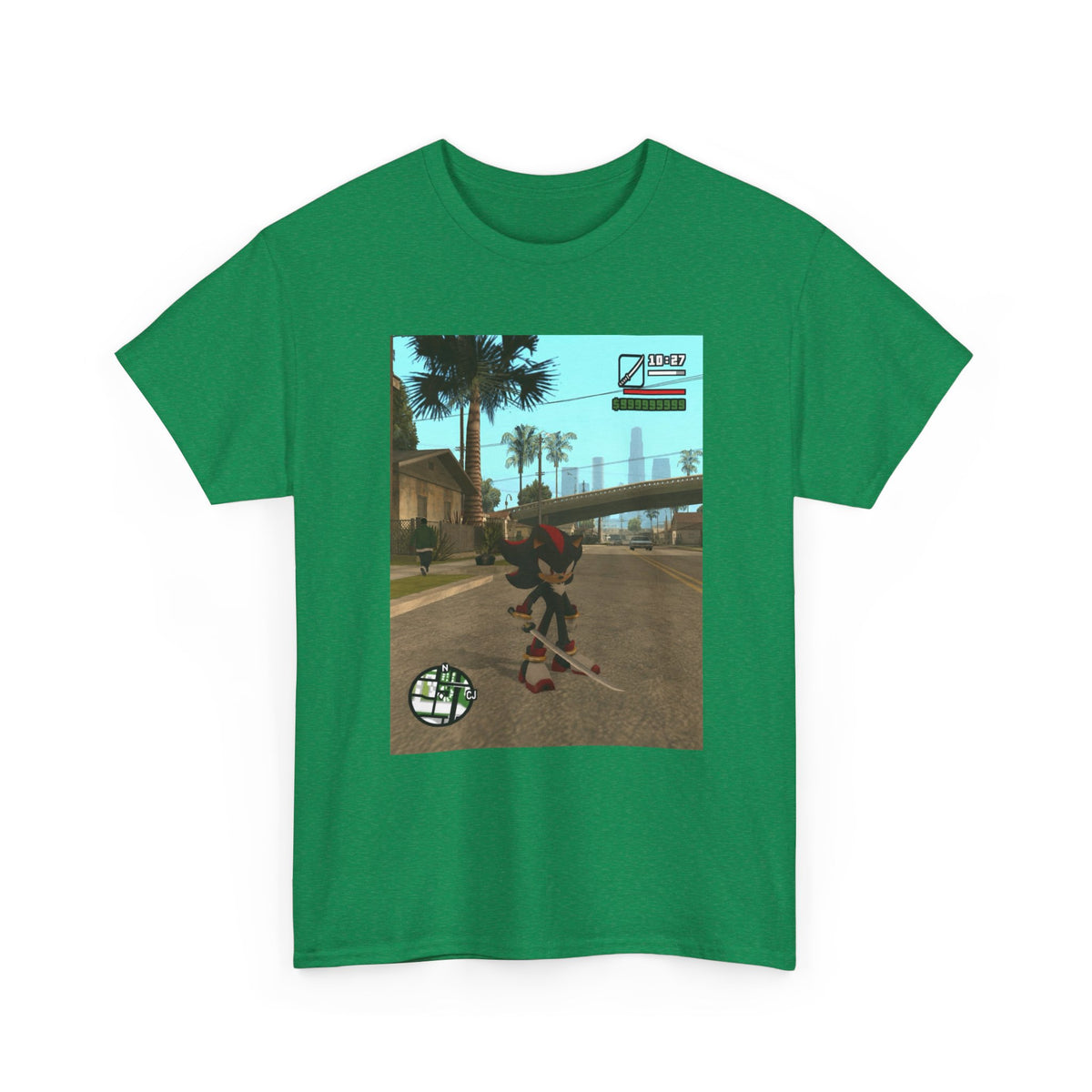 Shadow The Hedgehog Katana Wielding in Grove Street Tee