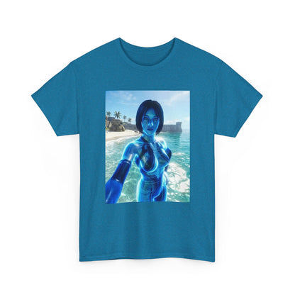Holographic AI On Tropical Beach Tee
