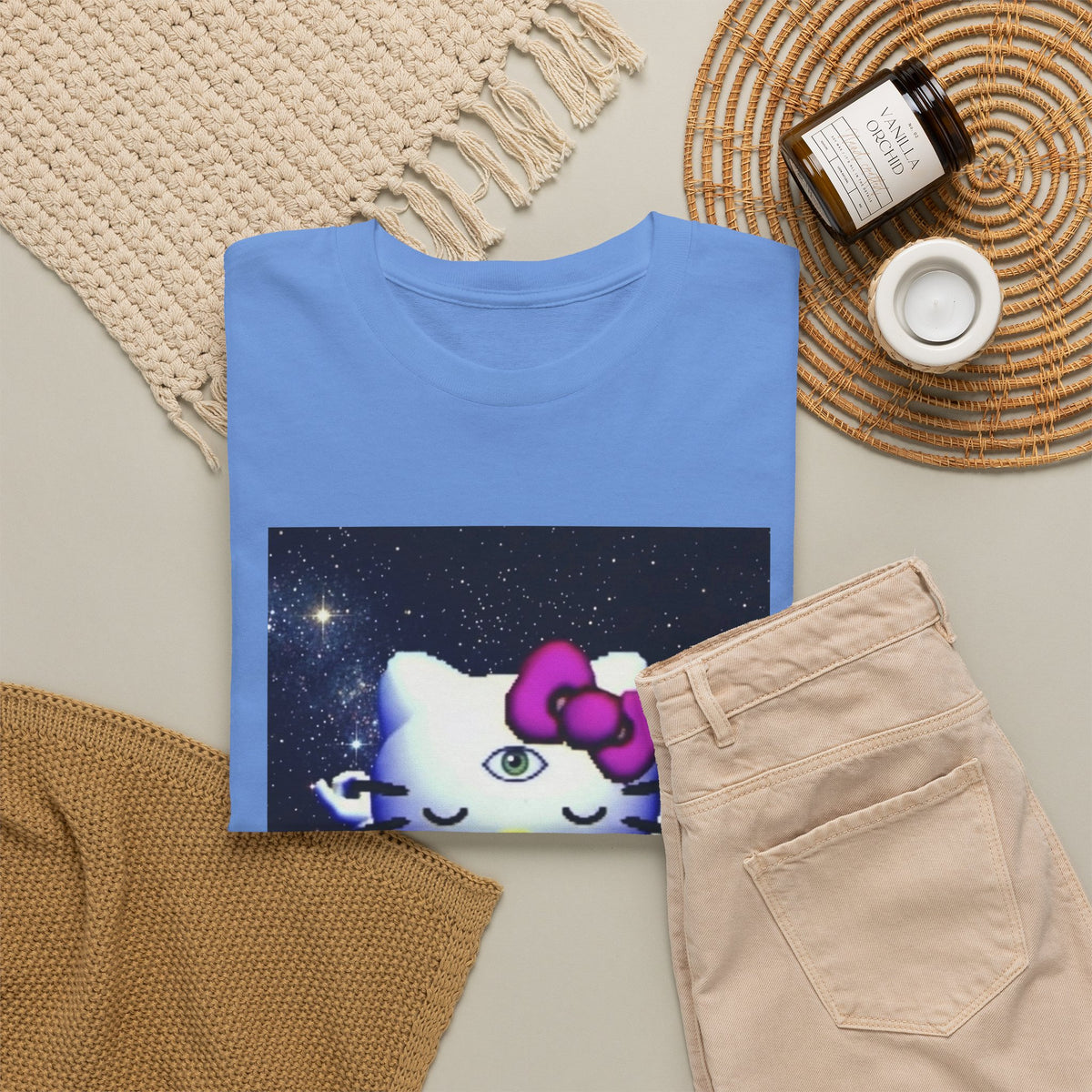 Third Eye Kitty Meditating In Space Tee