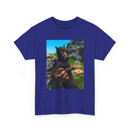 Khajiit Monk Smoking By Campfire Tee