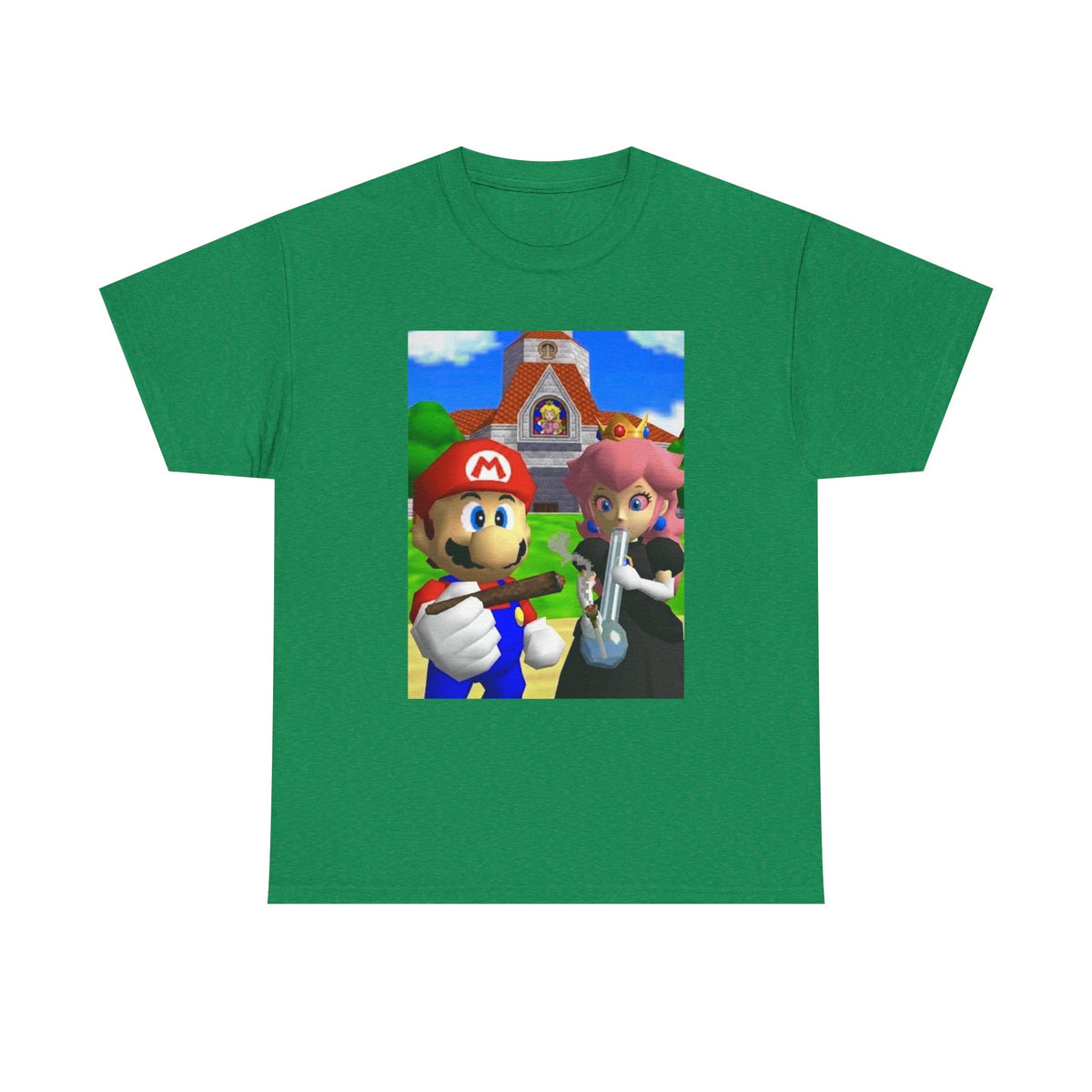 Mario and Peach Puffing Outside Castle