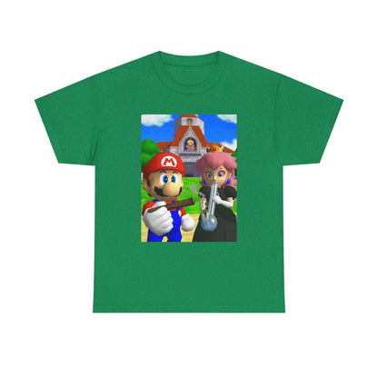 Mario and Peach Puffing Outside Castle