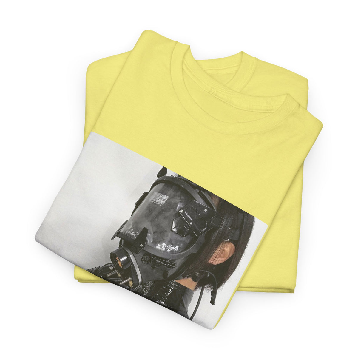Figure Wearing Gas Mask Tee