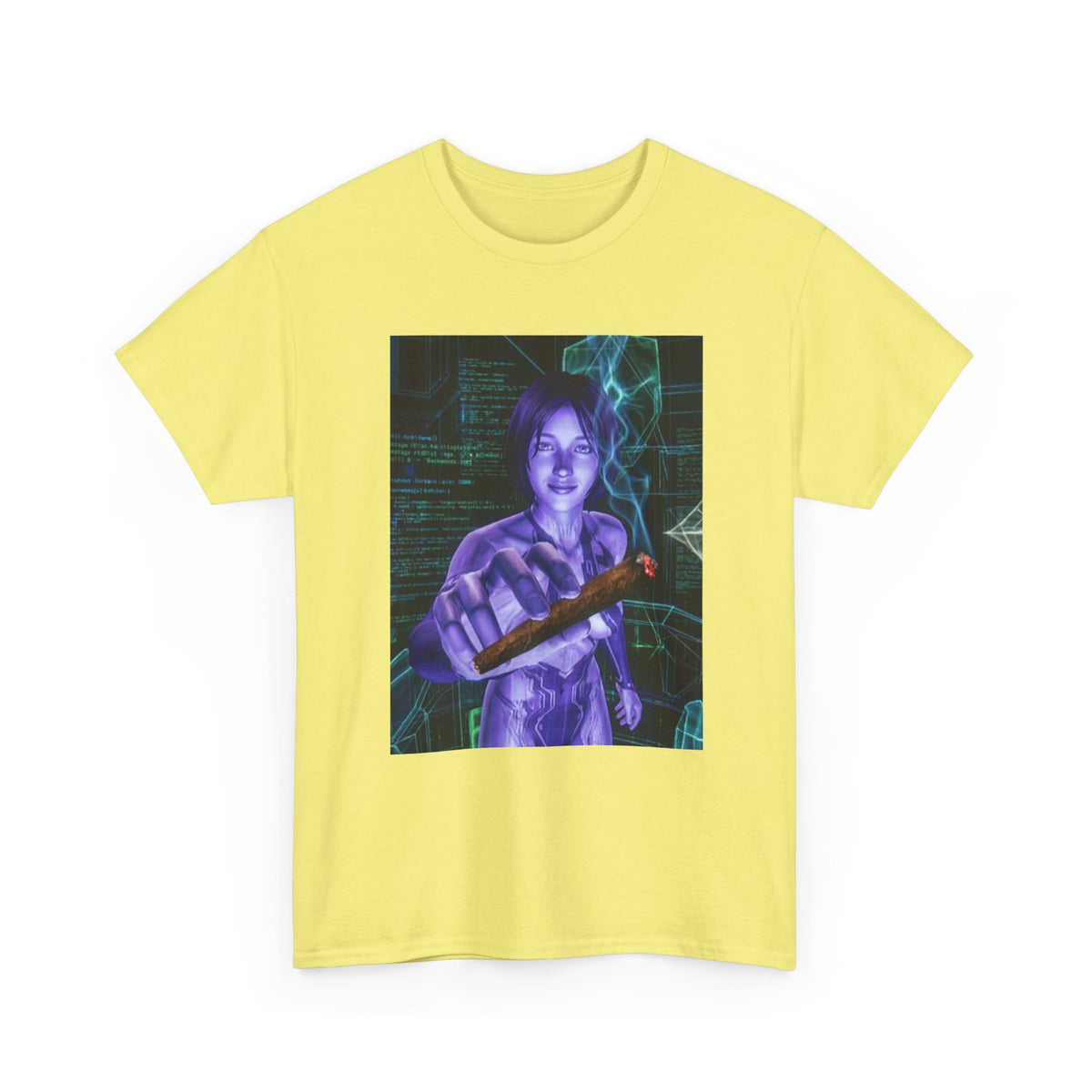 AI Cyber Girl Offering Blunt Tee