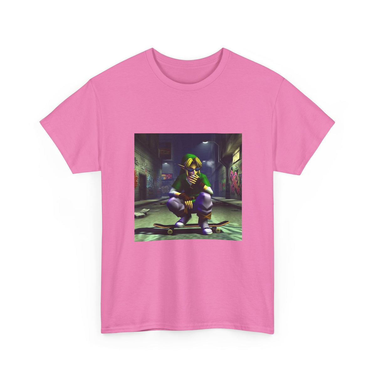 Edgy Link Smoking On Skateboard