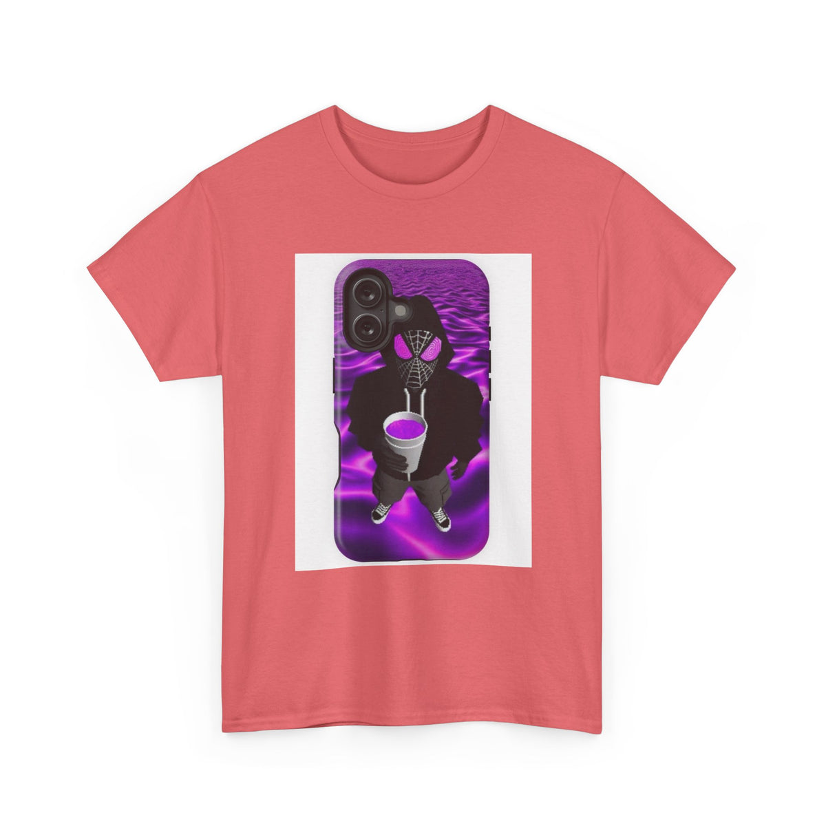 Pixelated Web-Slinger Holding Purple Drink Tee