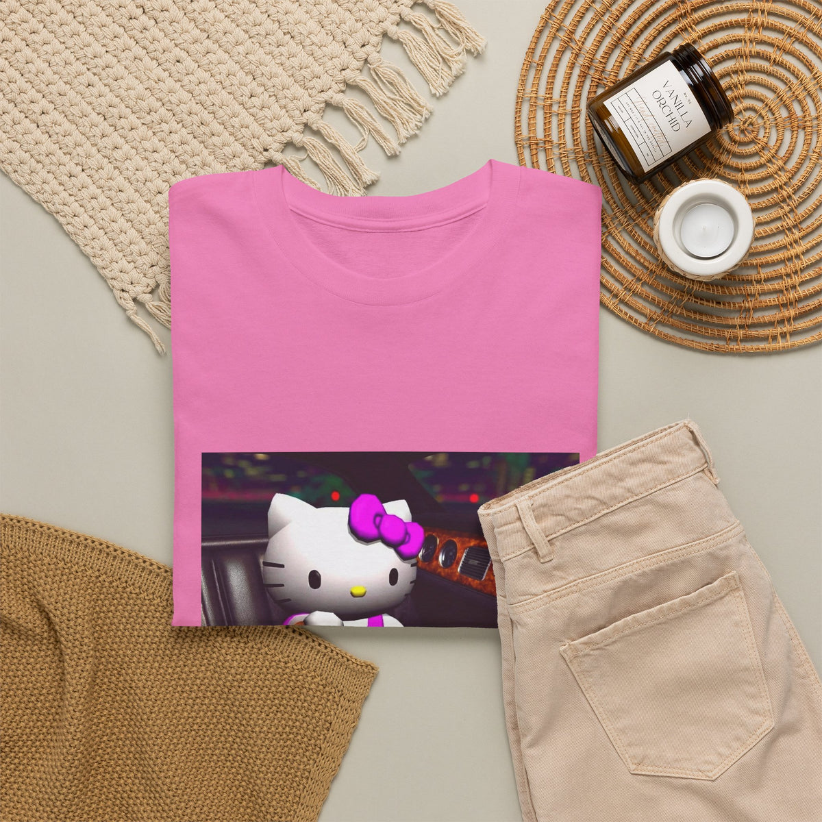 Hello Kitty Pouring Lean In Car Tee