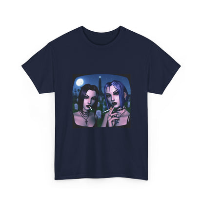 Gothic Gals Smoking In Cemetery Tee