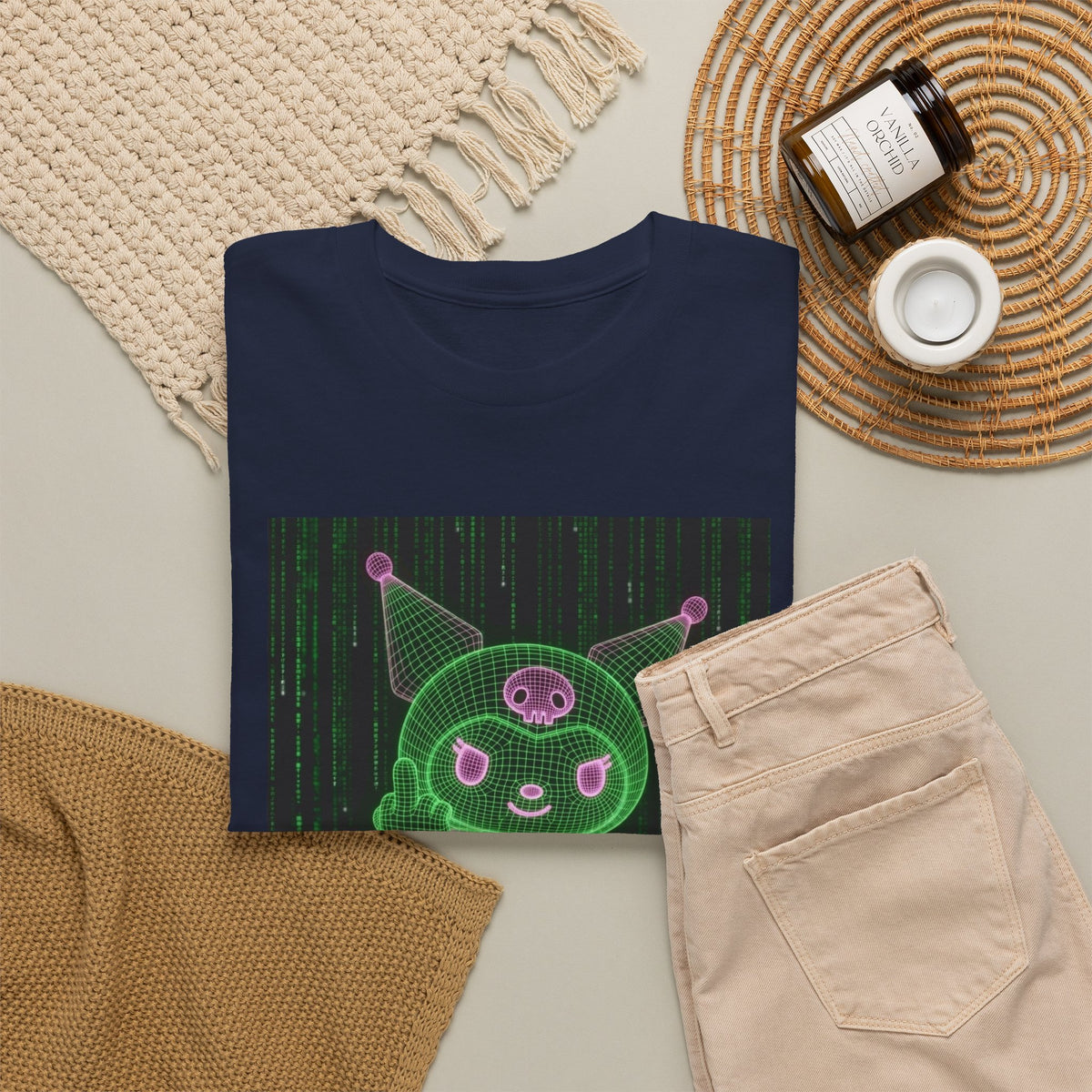 Kuromi Matrix Glitch Skateboard Flip Tee