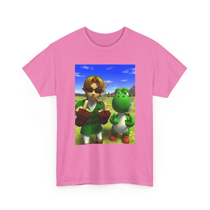 Link And Yoshi Flipping Off The World Tee