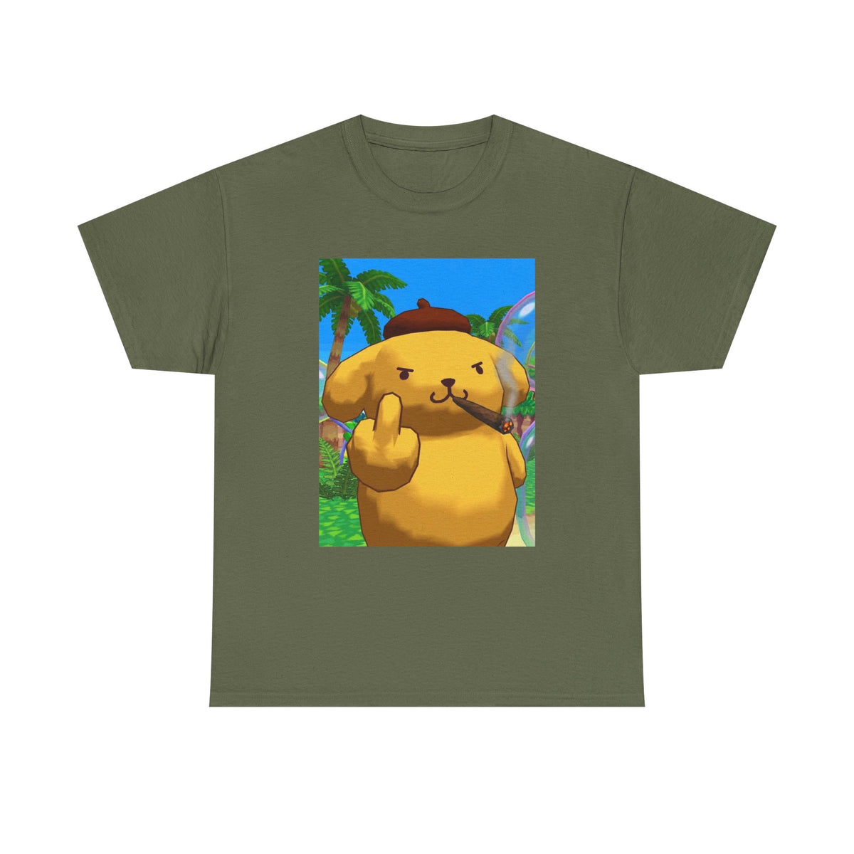 Pompompurin Smoking Blunt Flipping Bird Tee