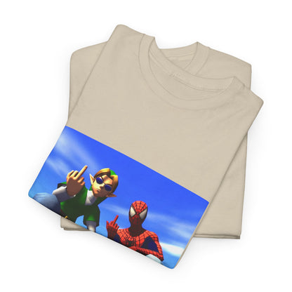 Link And Spider-Man Flipping The Bird