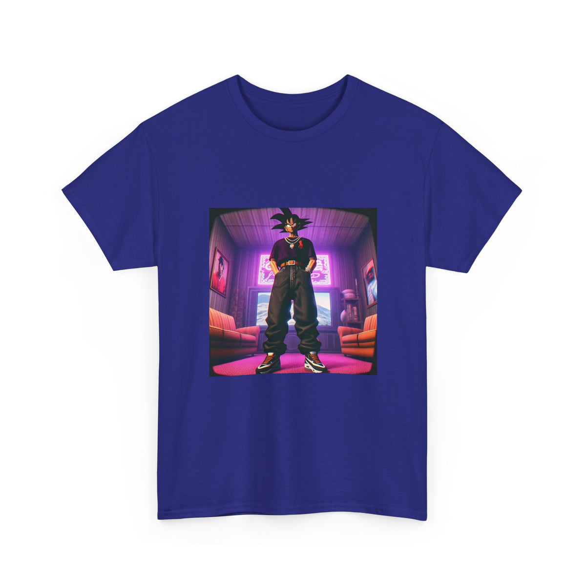 Goku Drip Standing Tall In Neon Room