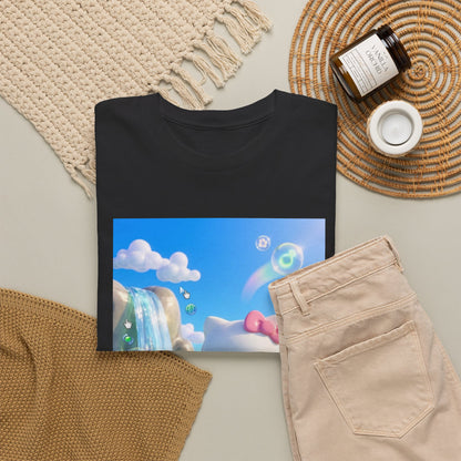 Kitty Flips The Bird In Dreamy Landscape Tee