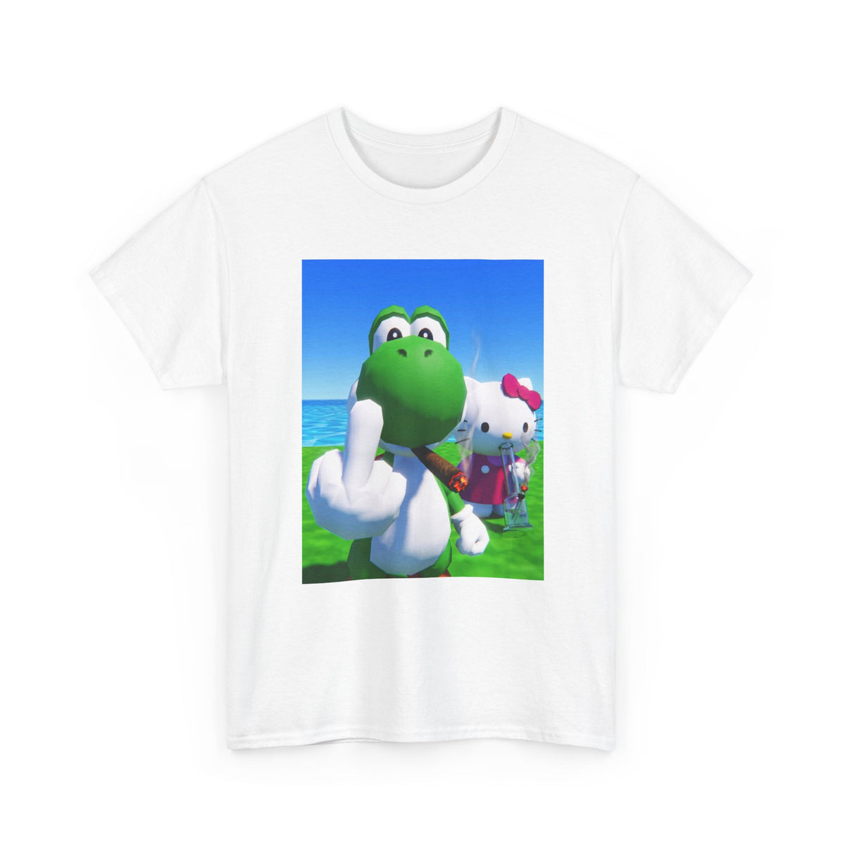 Yoshi Giving Finger And Hello Kitty Bong Rip