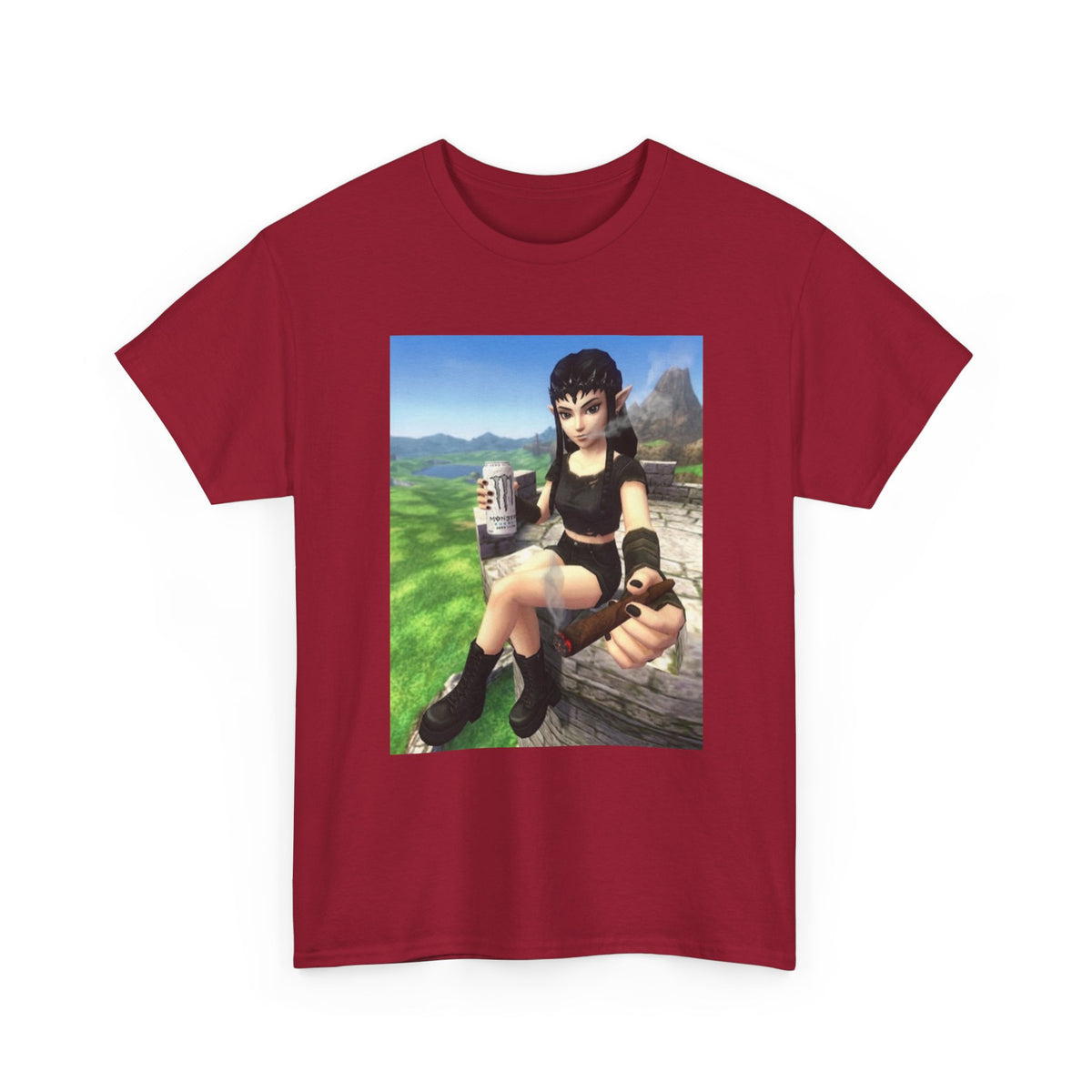 Edgy Elf Girl Smoking Blunt Tee