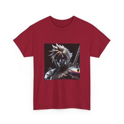 Chrome Spiky-Haired Warrior Reflecting Rainbows Tee