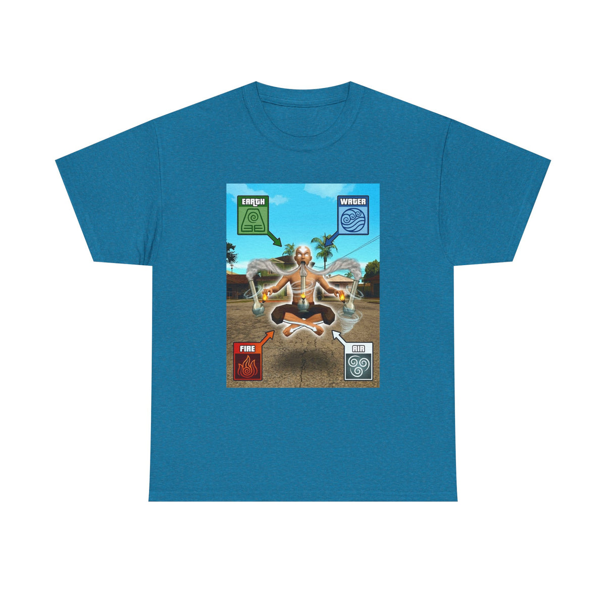 Meditating Avatar Bending All Elements Tee