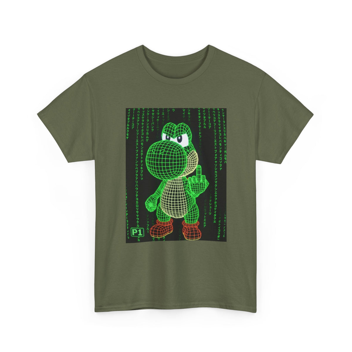 Wireframe Yoshi Flipping The Bird Tee