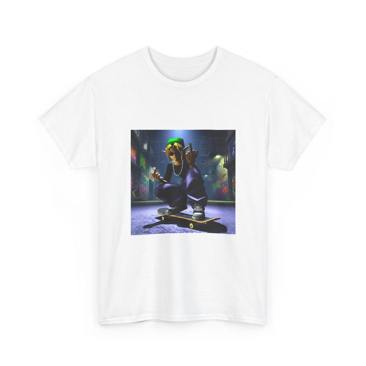 Edgy Ocarina Link Skater Flipping Off Tee