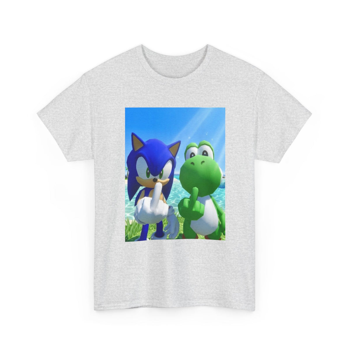 Sonic And Yoshi Flipping Off On The Beach