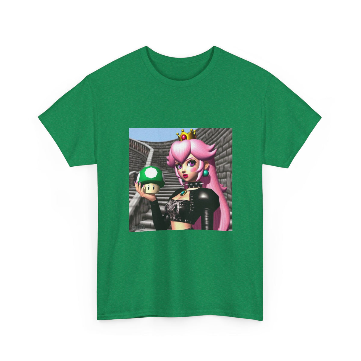 Goth Peach Holding A Green Mushroom Tee