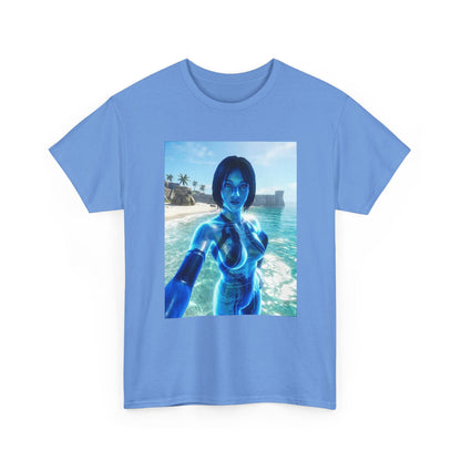 Holographic AI On Tropical Beach Tee