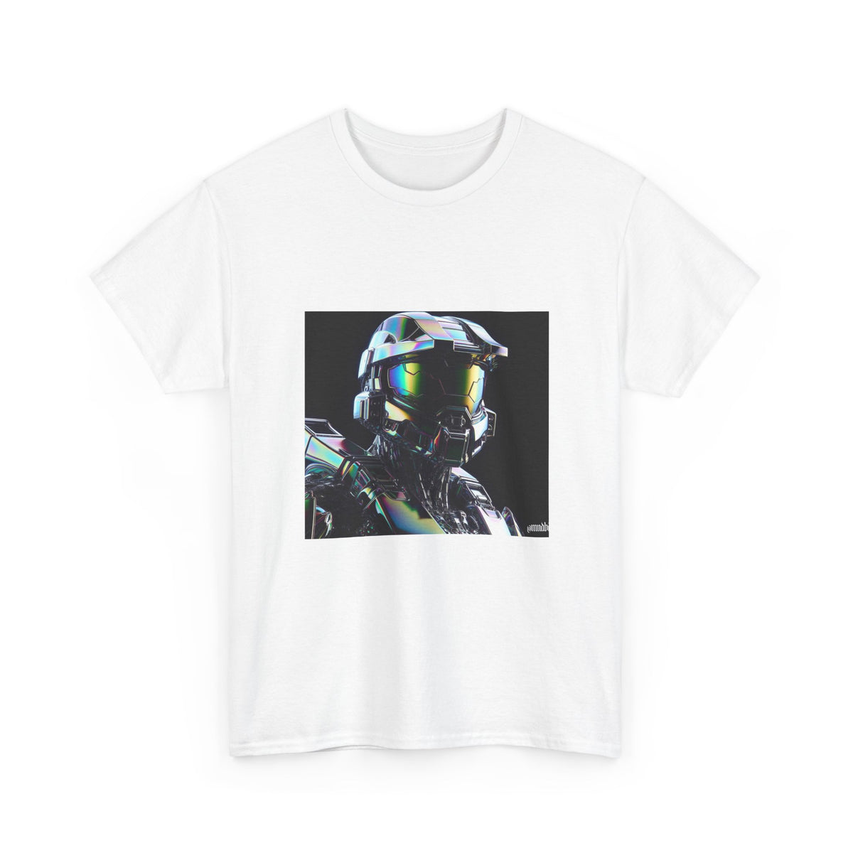 Holographic Cybernetic Sentinel Chrome Helmet Tee