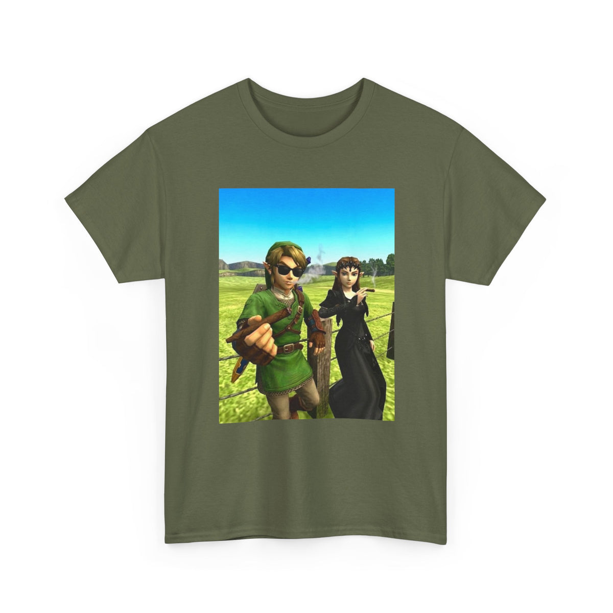 Link and Zelda Smoking Cigars In A Field
