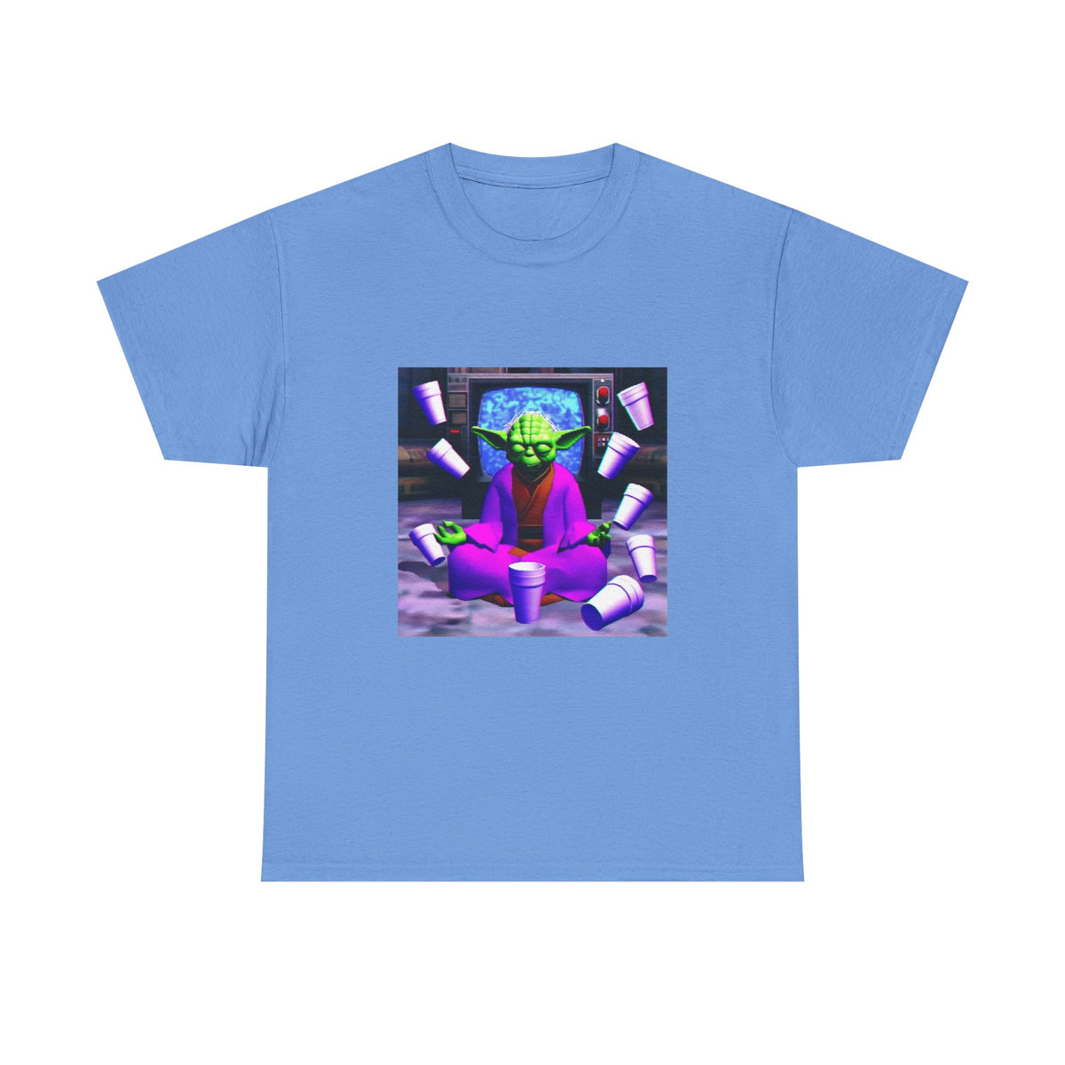 Meditating Master Yoda With Purple Cups Tee