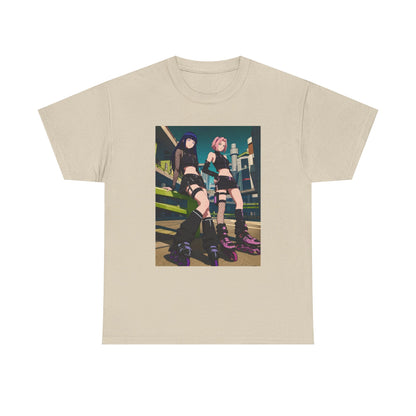 Anime Rollerblade Duo On City Street Tee