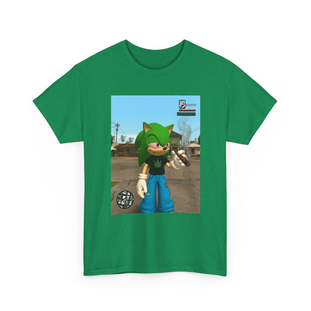 Green Hedgehog Smoking Blunt In San Andreas Tee