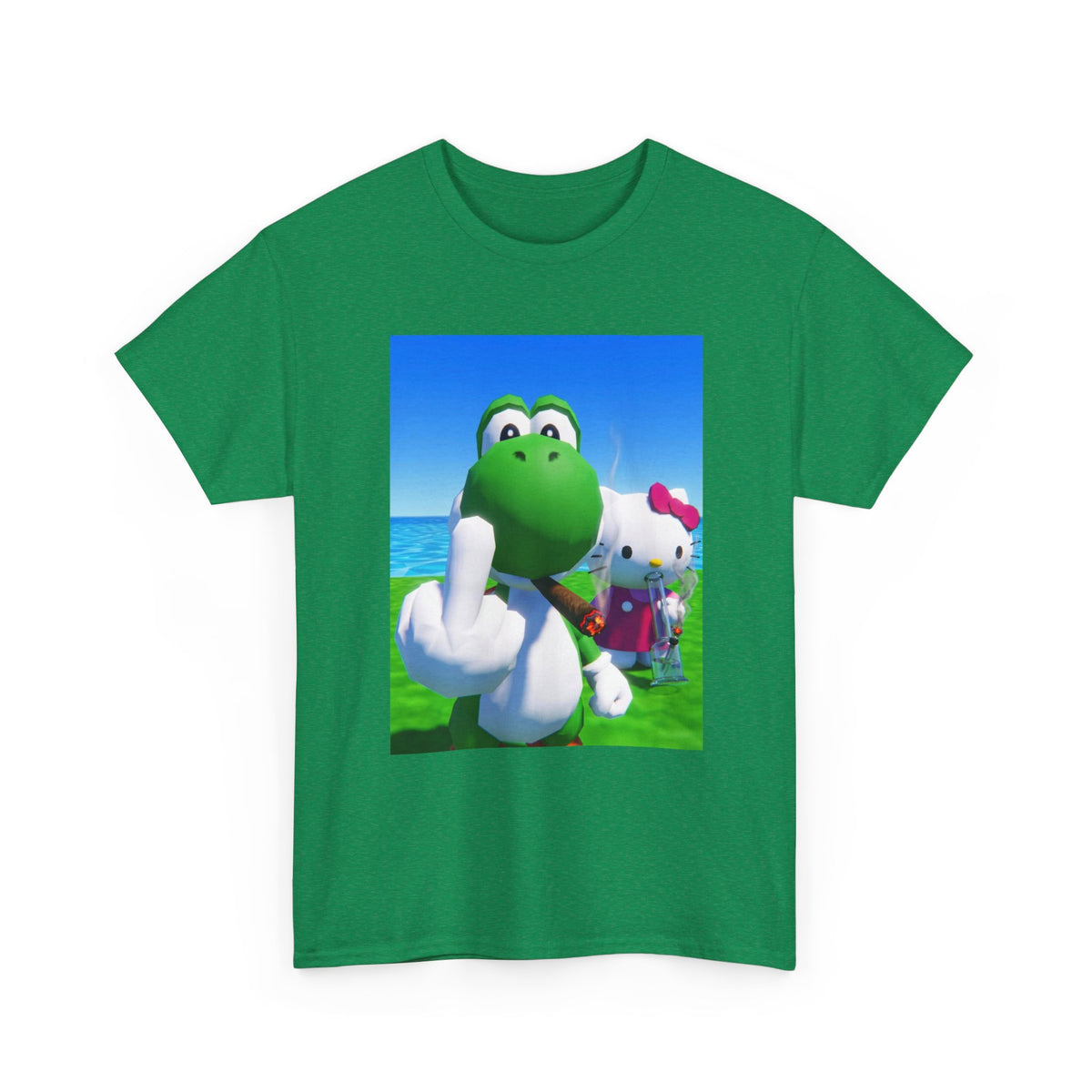 Yoshi Giving Finger And Hello Kitty Bong Rip