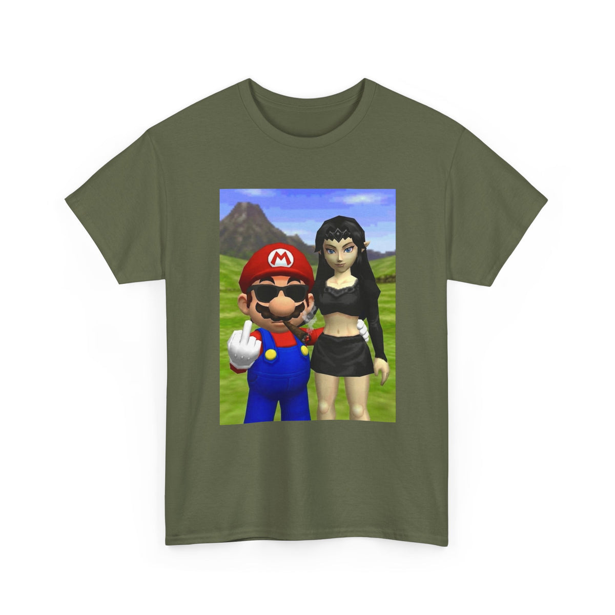 Edgy Mario & Malon Flipping Off Tee