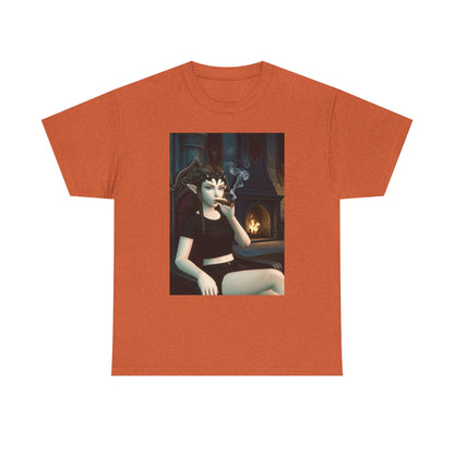Dark Elf Queen Smoking Cigar By Fireplace Tee