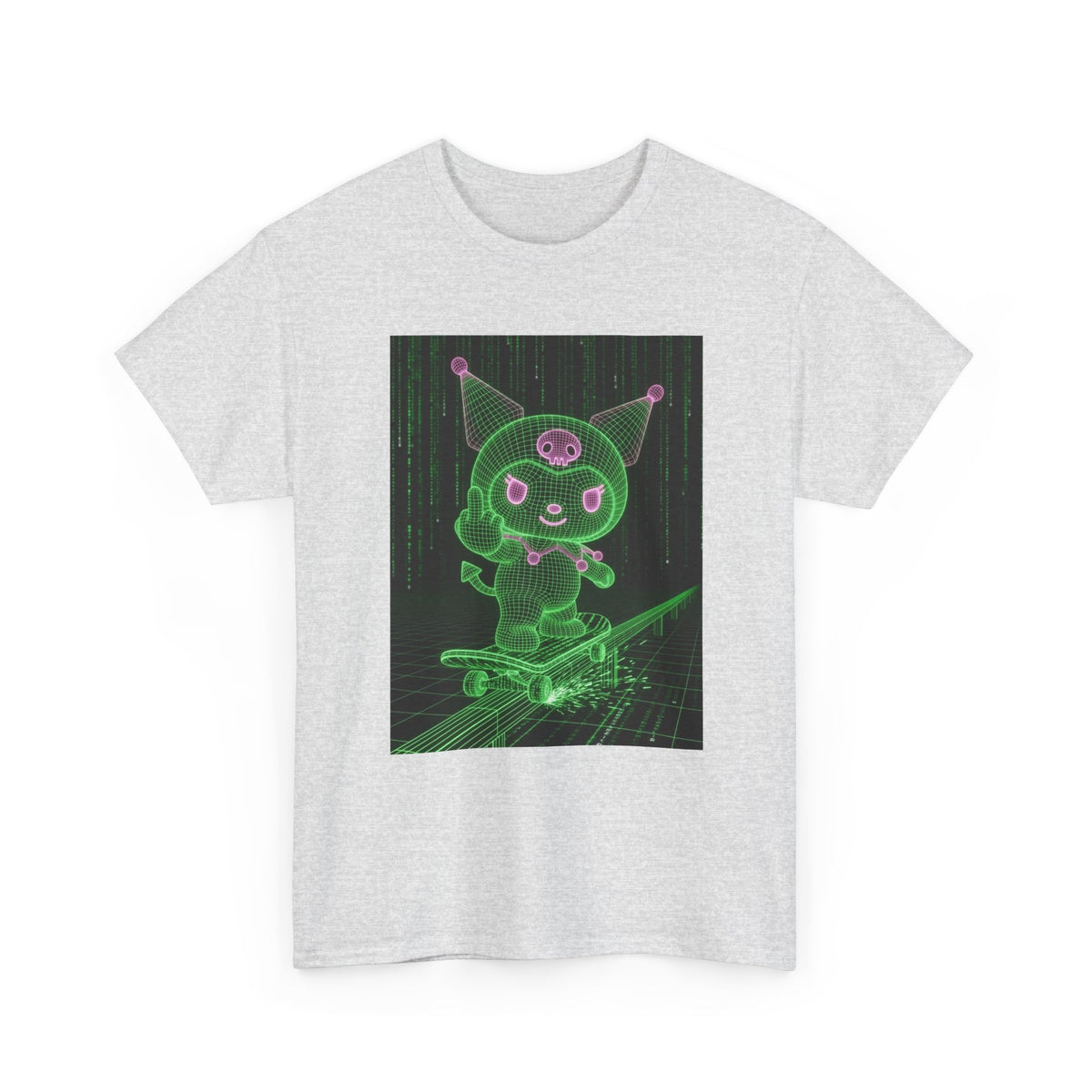 Kuromi Matrix Glitch Skateboard Flip Tee