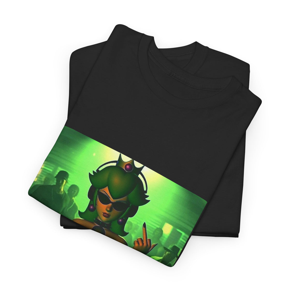 Edgy Green-Haired DJ Princess Flipping Off Crowd