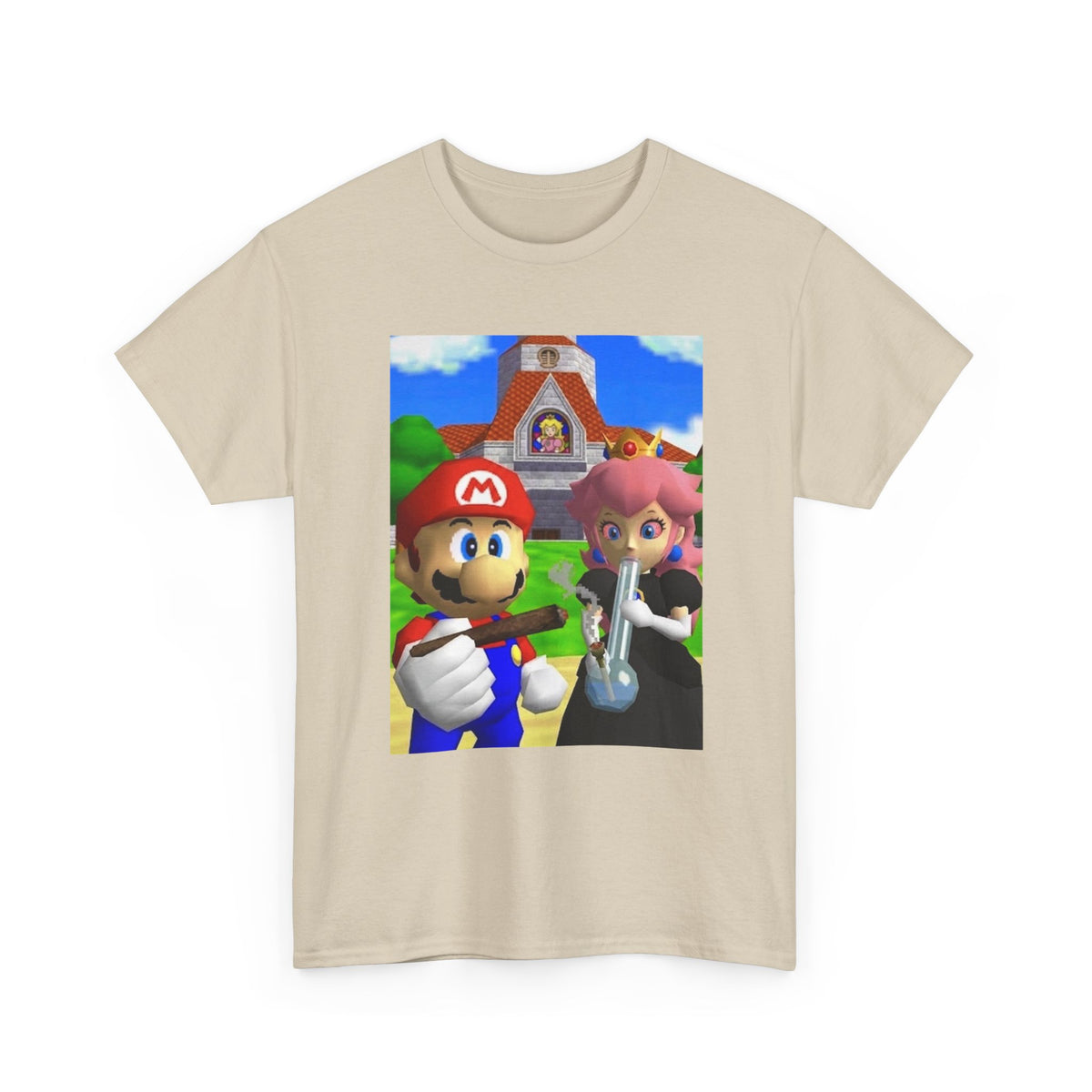 Mario and Peach Puffing Outside Castle