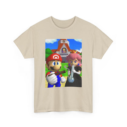 Mario and Peach Puffing Outside Castle