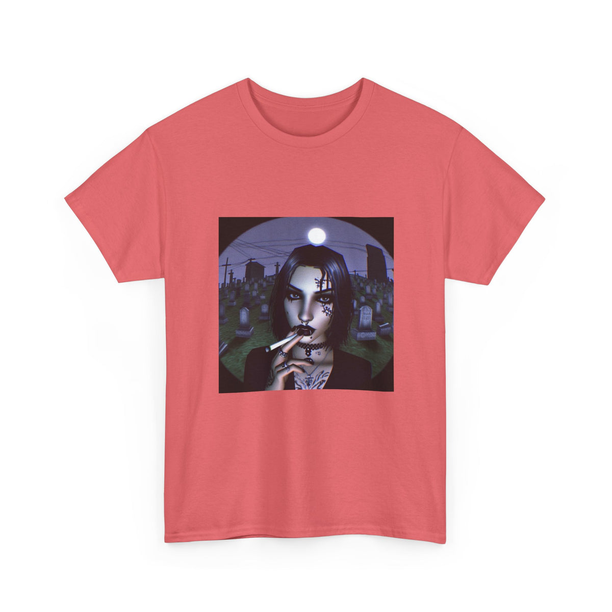 Goth Queen Smoking In Cemetery Moonlight Tee