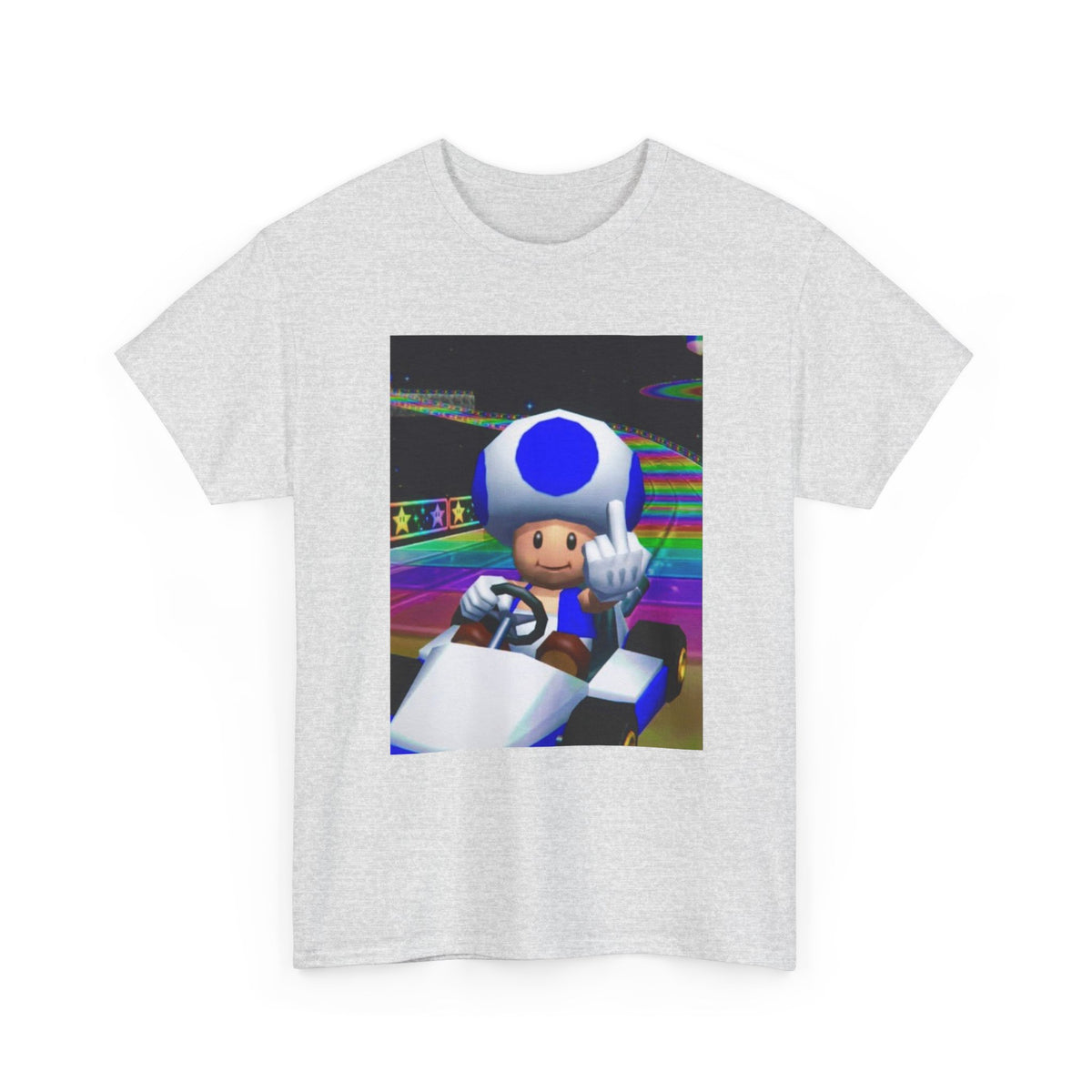 Blue Toad Flipping Off On Rainbow Road Tee