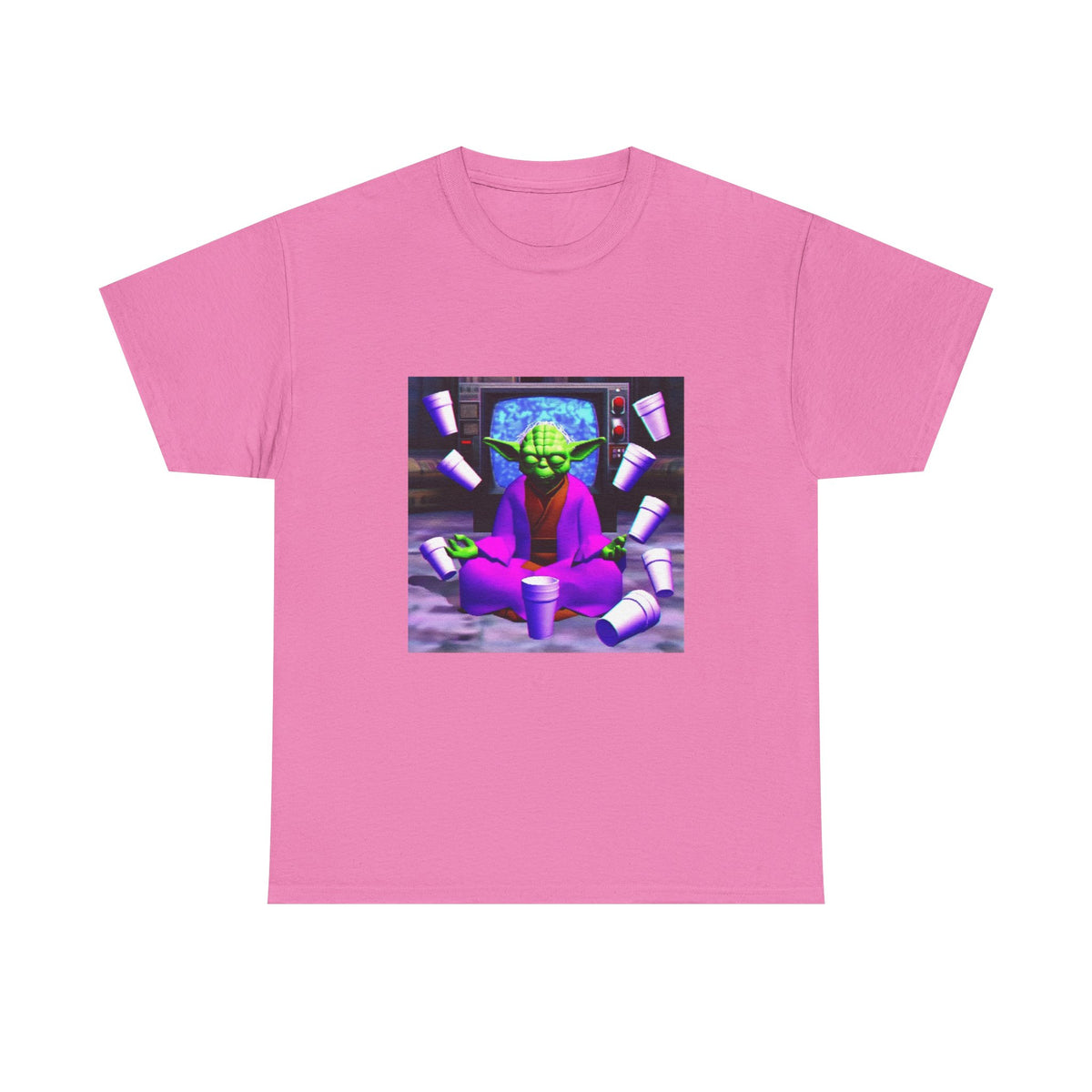 Meditating Master Yoda With Purple Cups Tee