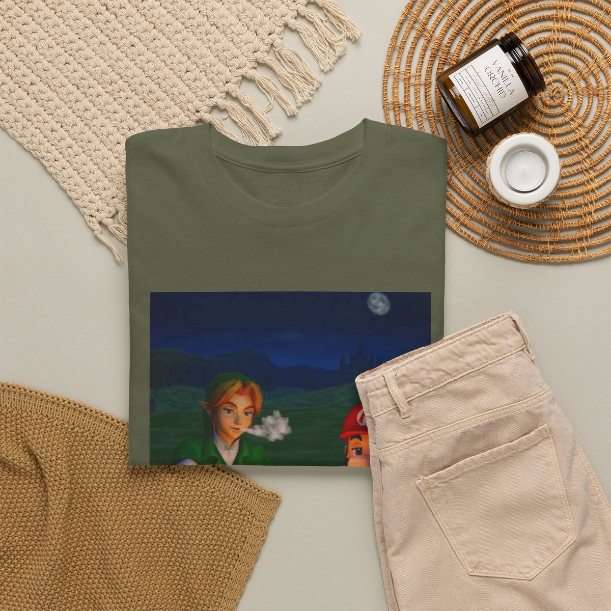 Link and Mario Campfire Smoke Session Tee
